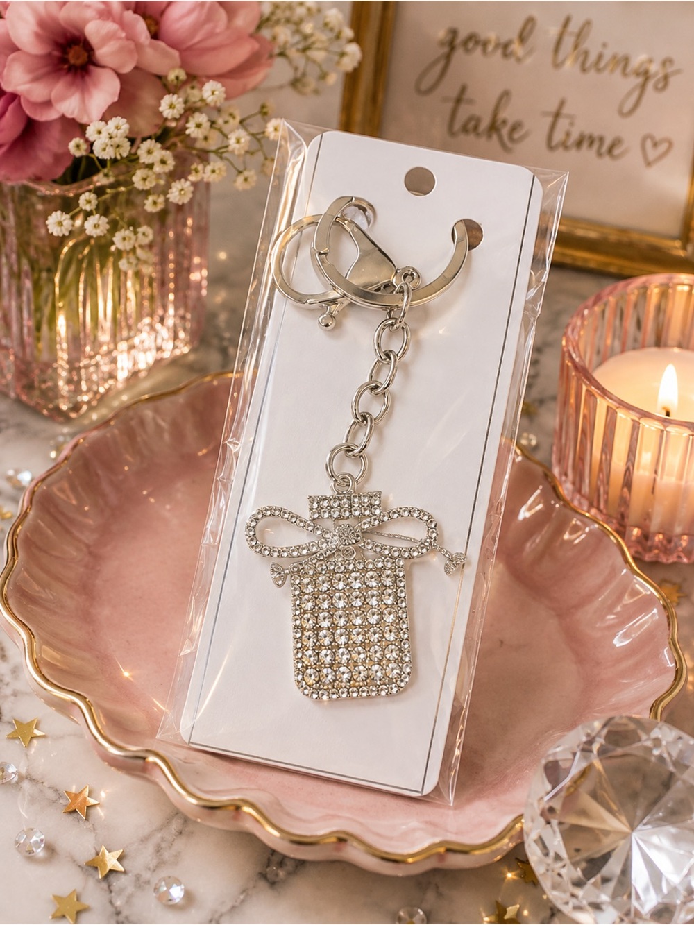 Fashion Jewelry Silver Sparkling Gift Box Charm Key Holder